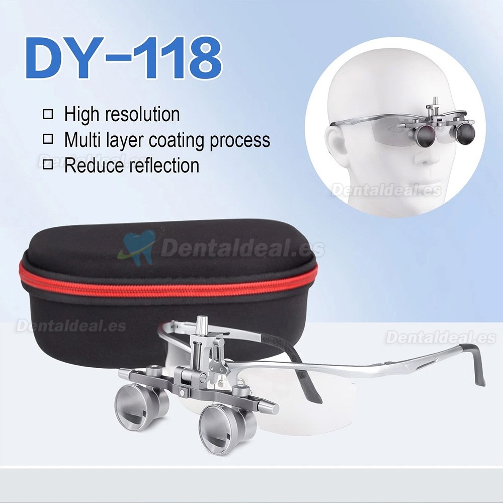 DY-118 Lupa Dental 2.5X 450 mm Ajuste Distancia Pupilar Montura Aluminio